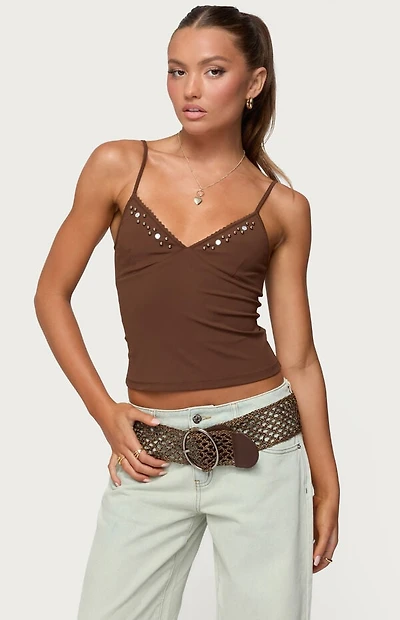 Edikted Holland Bead V Neck Tank Top