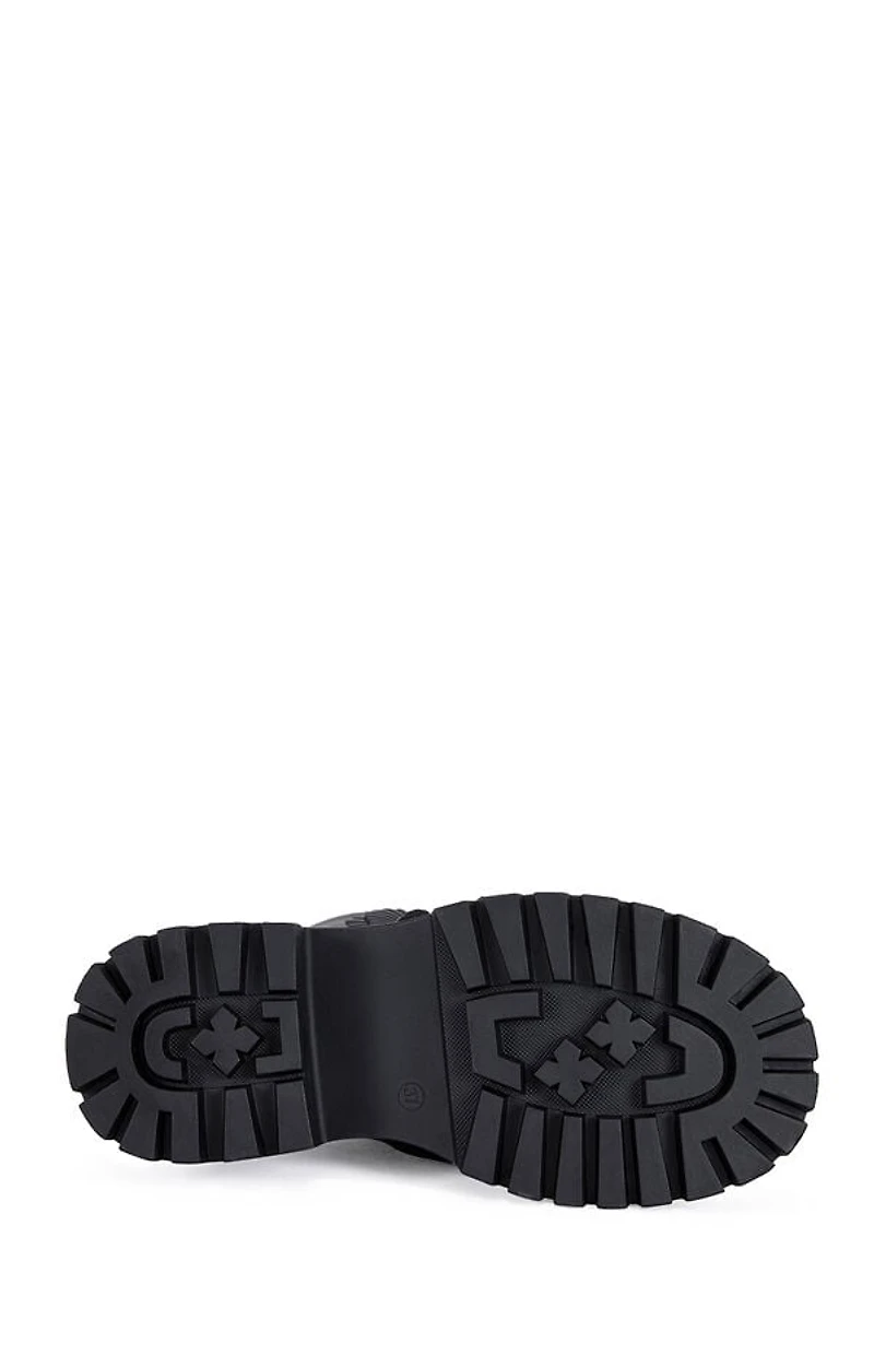 AZALEA WANG Women's Devoir Black 3D Flower Combat Boots