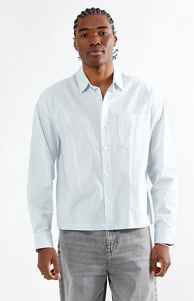 Pacsun Blue Drew Striped Long Sleeve Button Down Shirt