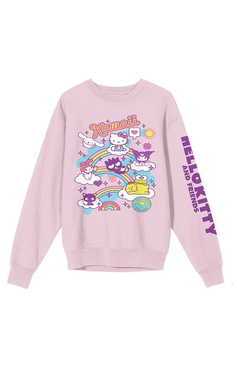 Hello Kitty & Friends Riding Rainbow Crew Neck Sweatshirt