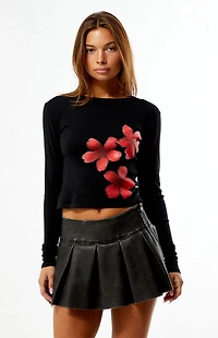 Third Charm Floral Trio Long Sleeve Crop Top