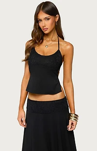 Edikted Evia Lacey Backless Halter Top