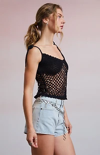 Third Charm Nathalia Charmed Crochet Tank Top