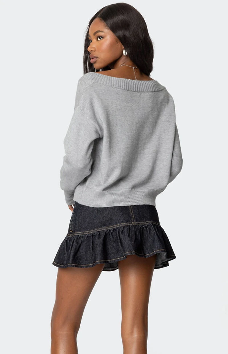 Edikted Eli Oversized V Neck Knit Top