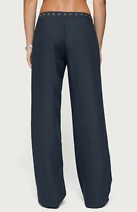 Edikted Ayve Eyelet Waist Straight Leg Pants