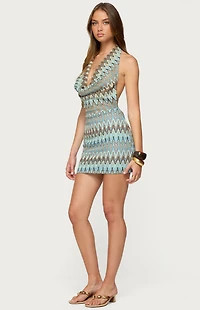 Edikted Ziggy Striped Backless Knit Mini Dress