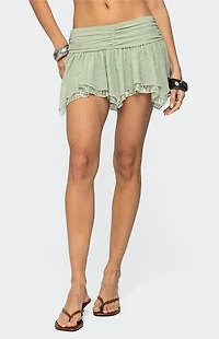 Edikted Asymmetric Layered Lace Mesh Mini Skort