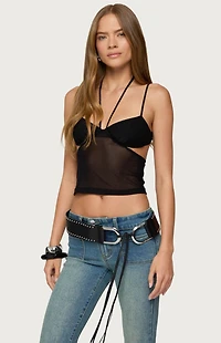 Edikted Strappy Sheer Mesh Cupped Top