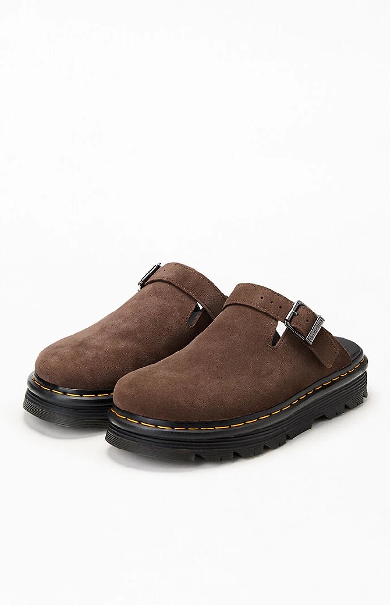 Dr Martens Brown Bronx Suede Zebzag Slingback Mules