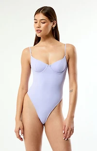 Pacsun Lavender Shine Madison Balconette Underwire One Piece Swimsuit