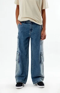 Pacsun Kids Medium Indigo Baggy Cargo Jeans
