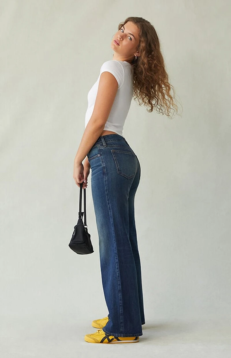 Pacsun Zoe Low Rise Girlfriend Jeans Dark Blue