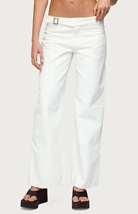 Edikted Buckle Low Rise Straight Leg Pants