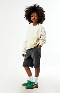 Pacsun Kids Baggy Denim Shorts Carpenter Faded Black