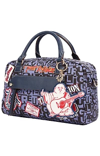 True Religion Navy Multi Patch Graphic Satchel Bag