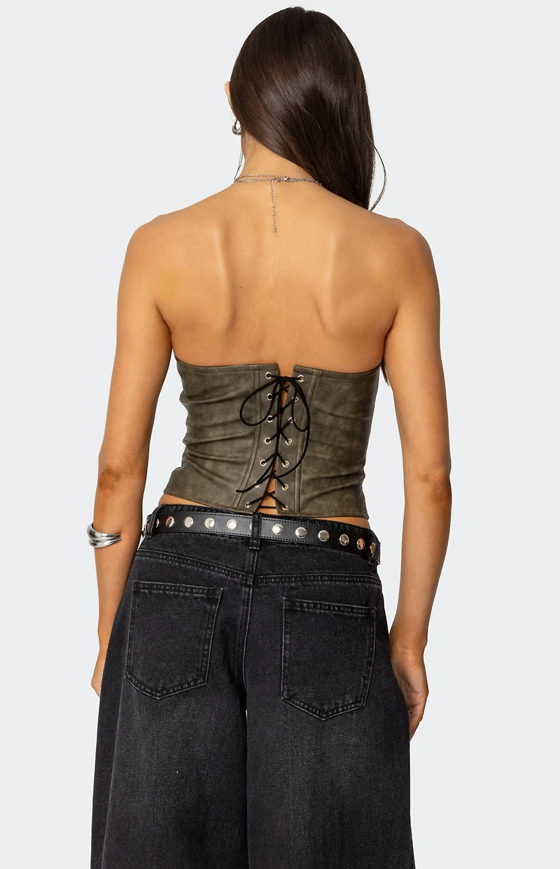 Edikted Maysen Faux Leather Corset
