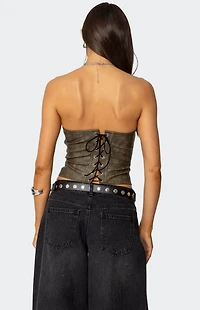Edikted Maysen Faux Leather Corset