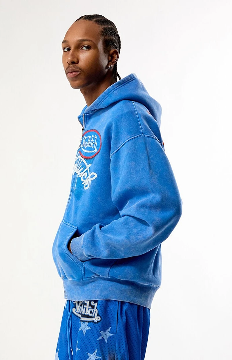 Von Dutch Logo Vintage Wash Full Zip Hoodie