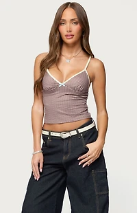 Edikted Bettie Contrast Gingham Top