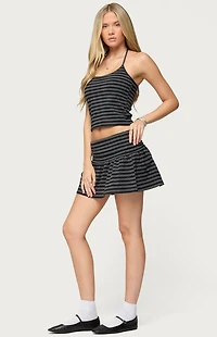 Edikted Moria Striped Fold Over Mini Skirt