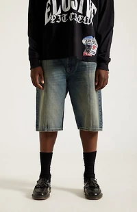Pacsun Austin Extreme Baggy Denim Shorts Dark Blue Tint