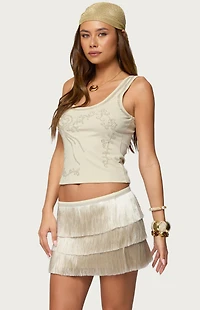 Edikted Taliah Beaded Scoop Neck Tank Top