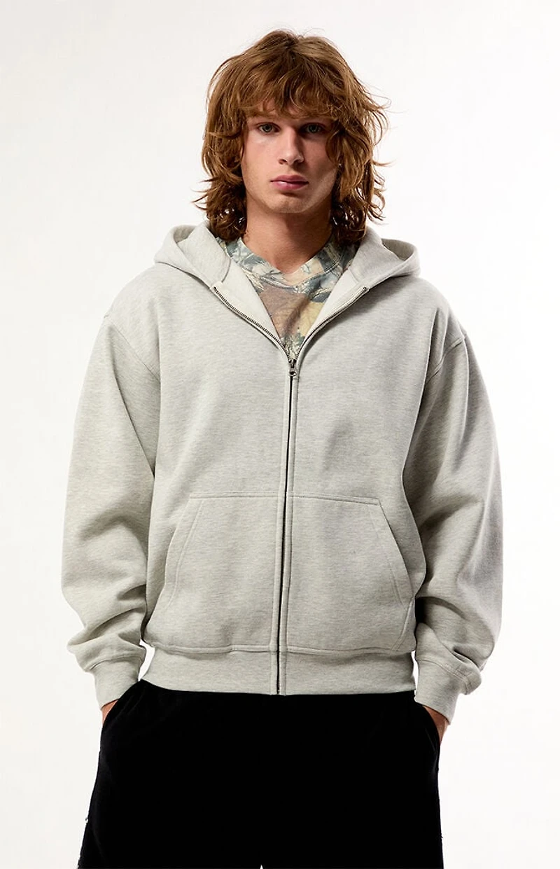 Pacsun Heather Grey Snow Wash Full Zip Hoodie