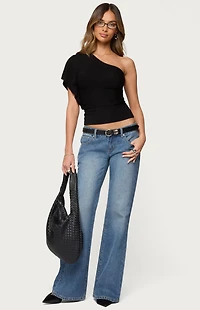 Edikted Asymmetric Striped One Shoulder Top