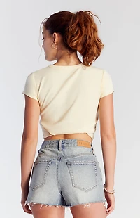 Pacsun Rhinestone Butterfly High Waisted Denim Festival  Shorts