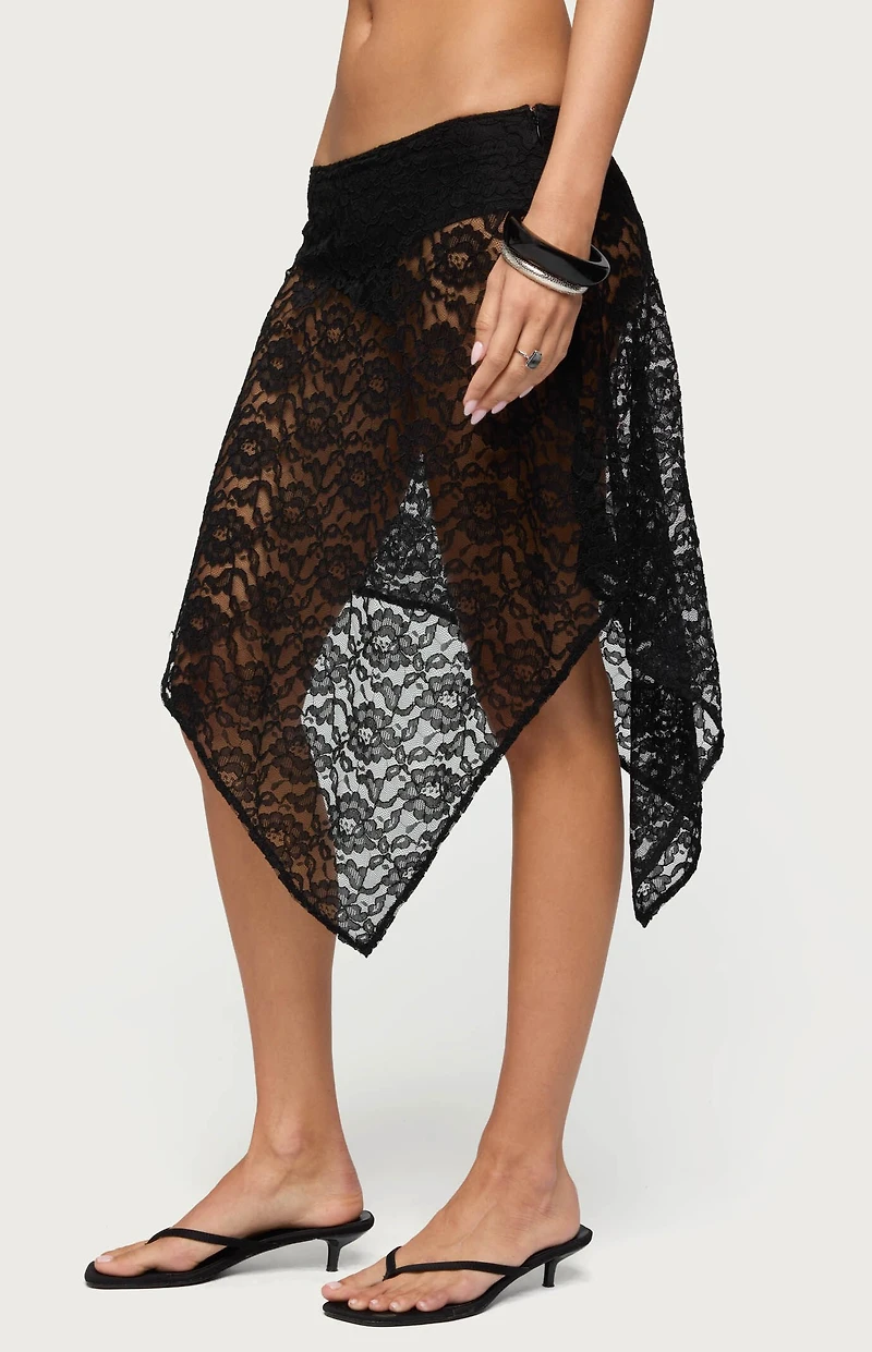 Edikted Sheer Lace Handkerchief Mini Skort