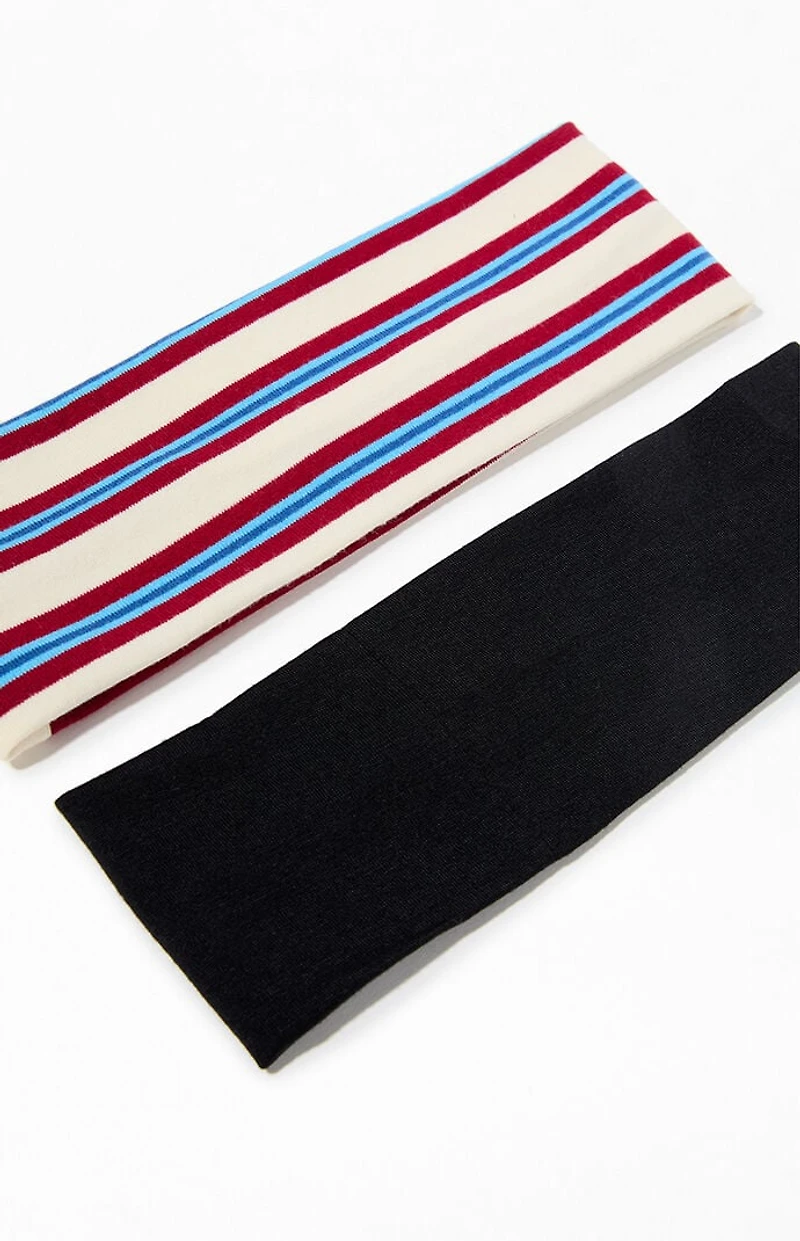 Pacsun 2 Pack Striped & White Headbands