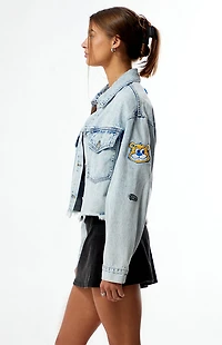 HYPE & VICE UCLA Bruins Frayed Cropped Denim Jacket