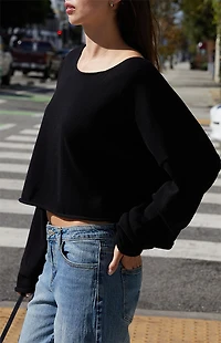John Galt Black Wide Neck Sweater