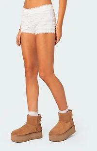 Edikted Lucy Ruffled Lace Shorts