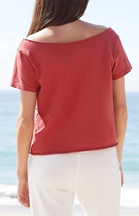 John Galt Red Southside Guitars Off-The-Shoulder Top