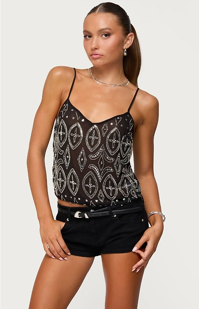 Edikted Kaleesy Beaded Tank Top