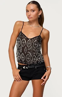 Edikted Kaleesy Beaded Tank Top