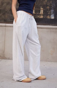 John Galt White & Purple Floral Anastasia Tie Sweatpants