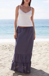 John Galt Navy Olive Maxi Skirt