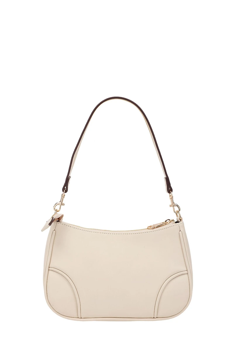 True Religion Cream Trapunto Logo Shoulder Bag