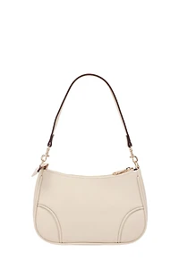True Religion Cream Trapunto Logo Shoulder Bag