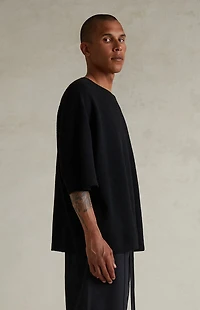 Fear of God ESSENTIALS Jet Black Waffle Knit Short Sleeve T-Shirt