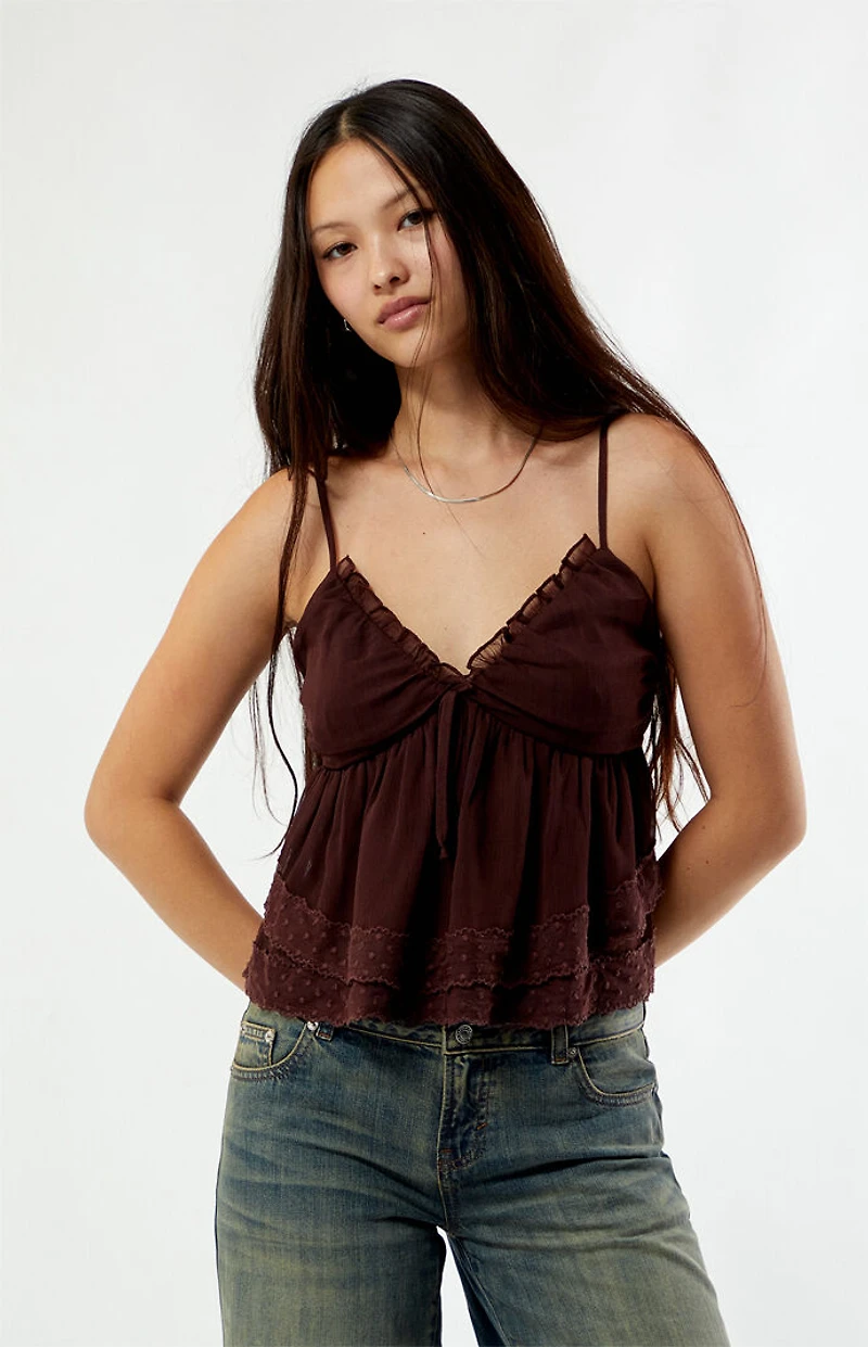 Your Favorite Birdie Chiffon Tie Front Top