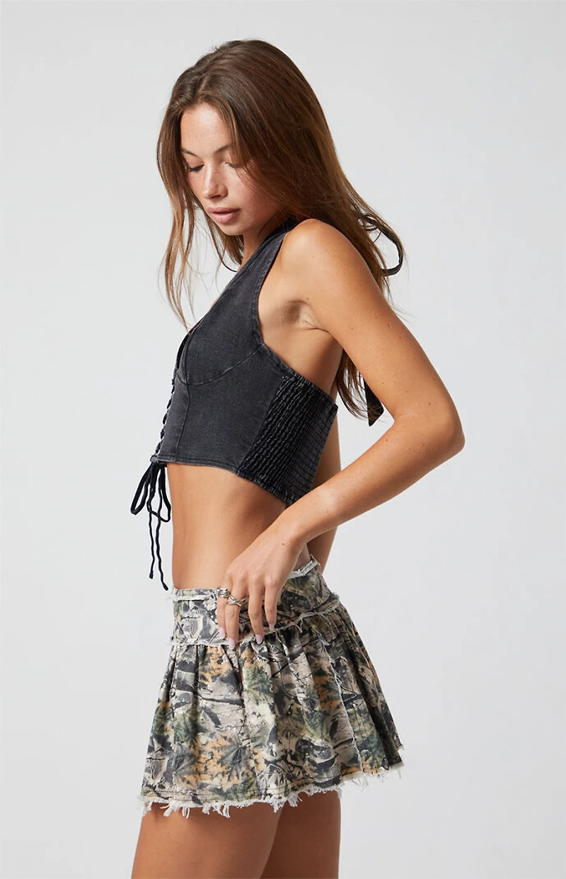 Third Charm Jax Lace-Up Denim Corset