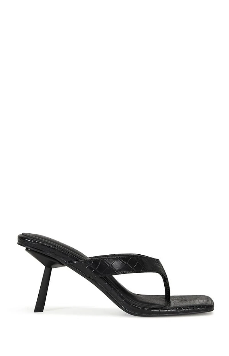 AZALEA WANG Women's Black Umberta Crocodile Skin Stiletto Heels