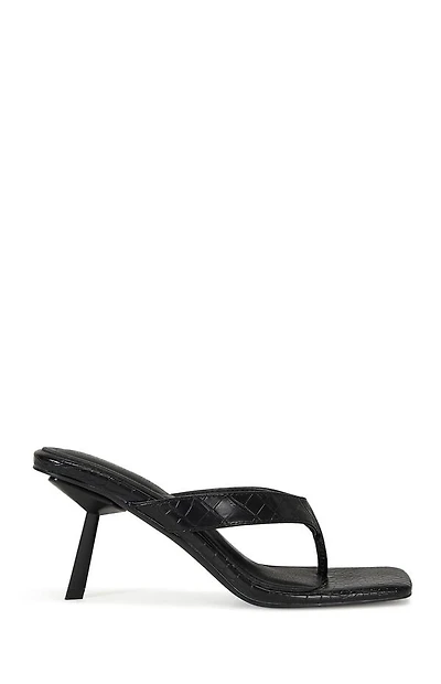 AZALEA WANG Women's Black Umberta Crocodile Skin Stiletto Heels