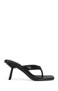 AZALEA WANG Women's Black Umberta Crocodile Skin Stiletto Heels