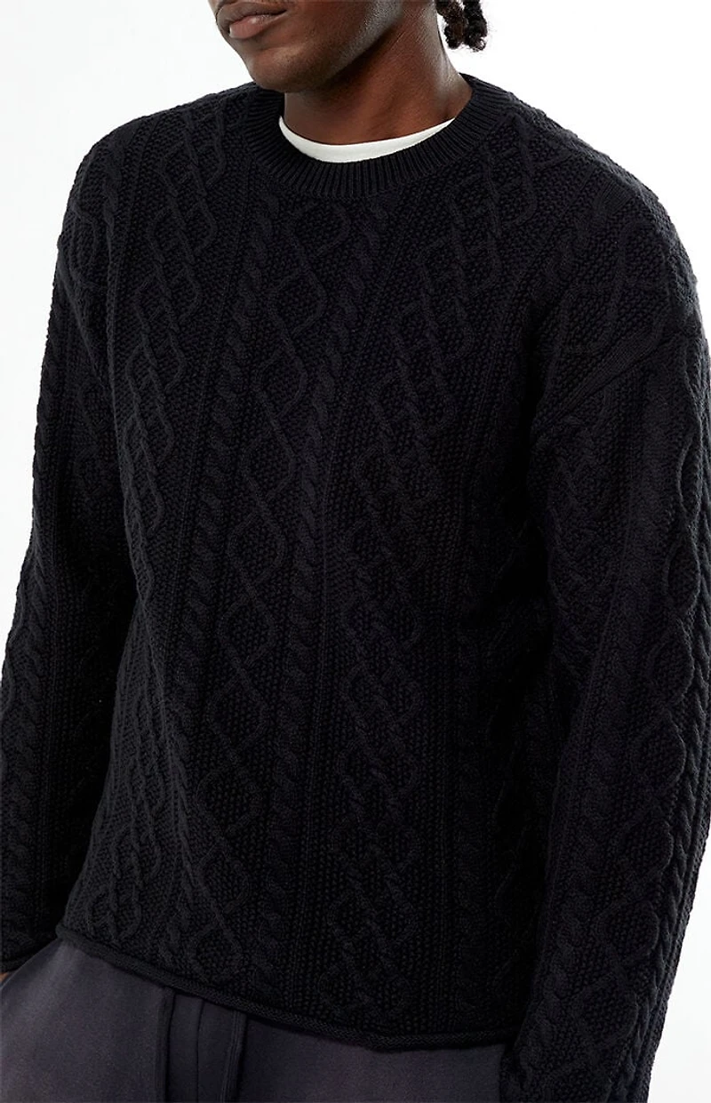 Pacsun Black Nuwave Cable Knit Crew Neck Sweater