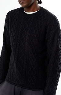 Pacsun Black Nuwave Cable Knit Crew Neck Sweater