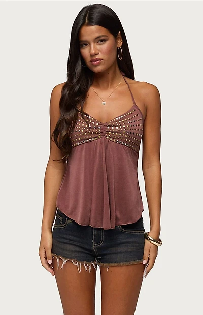 Edikted Ivana Studded Halter Top
